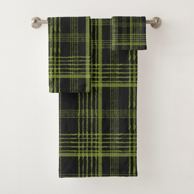 Green and Black Bath Towel Set (Insitu)
