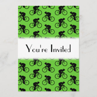 Green and Black Bicycle Pattern. Invitation