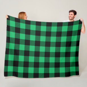 Green and Black Buffalo Check Gingham Holiday    F Fleece Blanket
