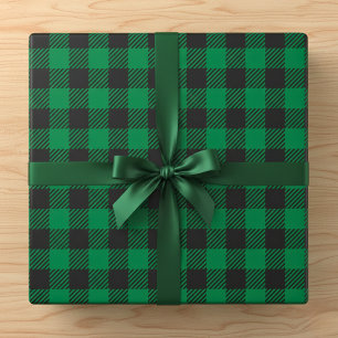Green and Black Buffalo Check Wrapping Paper