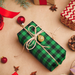 Green and Black Buffalo Plaid Wrapping Paper
