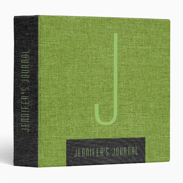 Green And Black Burlap Linen Texture Binder (Front/Spine)