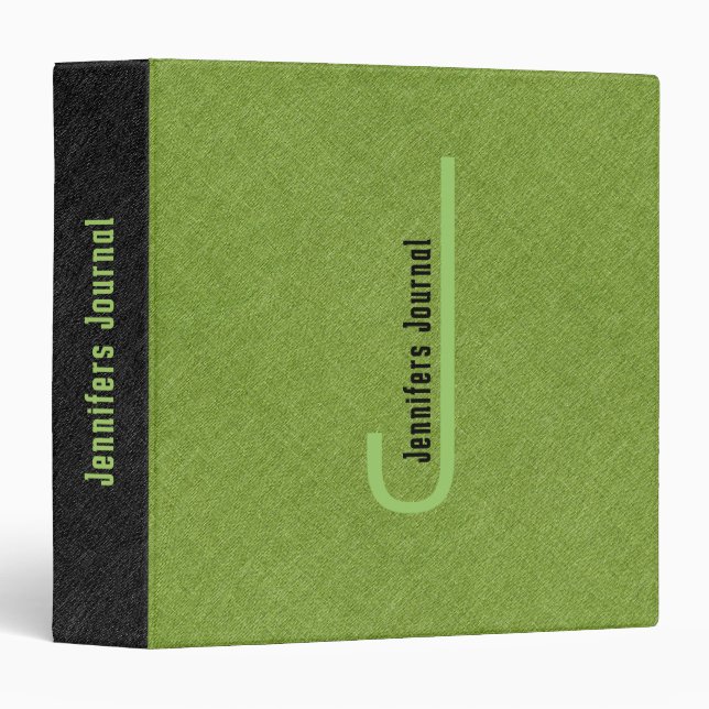 Green And Black Burlap Linen Texture Minimalistic  Binder (Front/Spine)