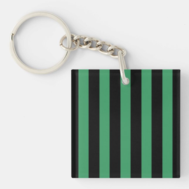 Green and black candy stripes keychain (Front)