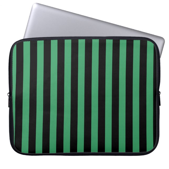 Green and black candy stripes laptop sleeve (Front)