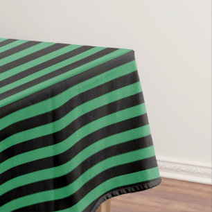 Green and black candy stripes tablecloth