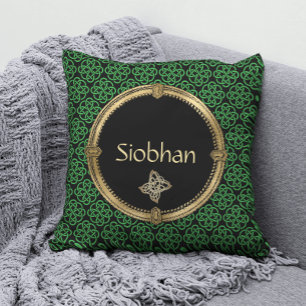 Green and Black Celtic Knot Personalized Throw Pil Pillow