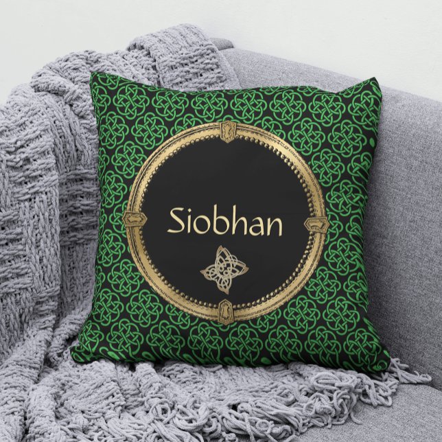 Green and Black Celtic Knot Personalized Throw Pil Pillow (Creator Uploaded)