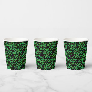 Green and Black Celtic Shield Knot Paper Cups