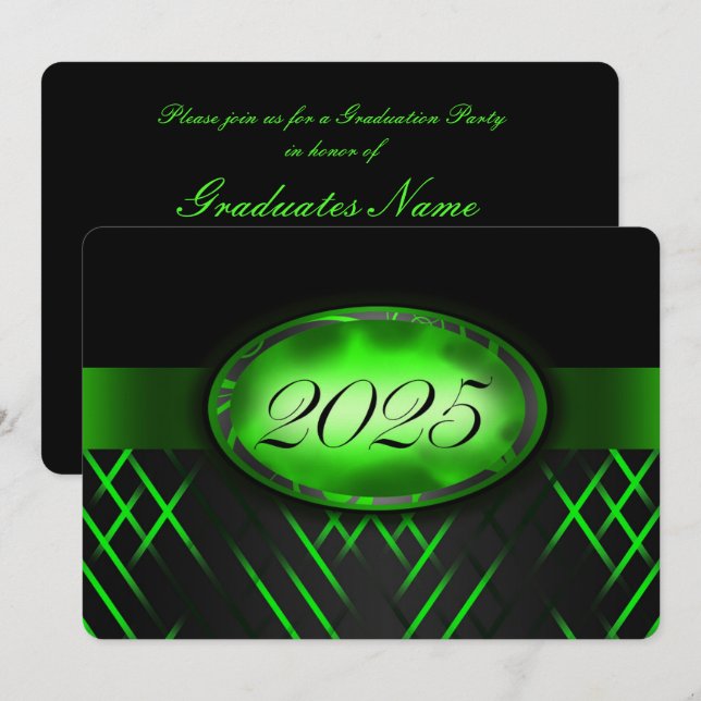Green and Black Class of 2025 Party Invitation (Front/Back)