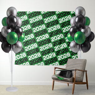 Green and Black Class Year Graduation Backdrop Tapestry