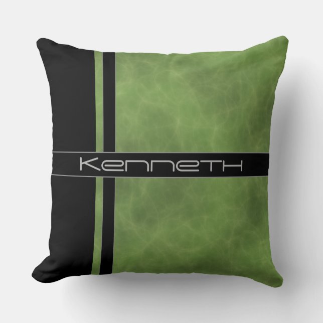 Green and Black Colour Block Throw Pillow (Front)