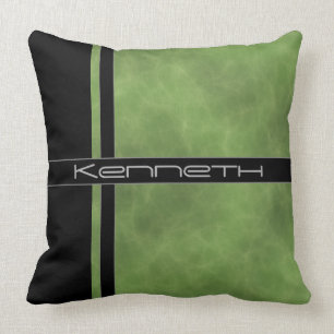 Green and Black Colour Block Throw Pillow