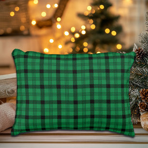 Green and Black Cozy Plaids Accent Pillow