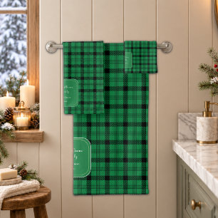 Green and Black - Cozy Plaids Bath Towel Set