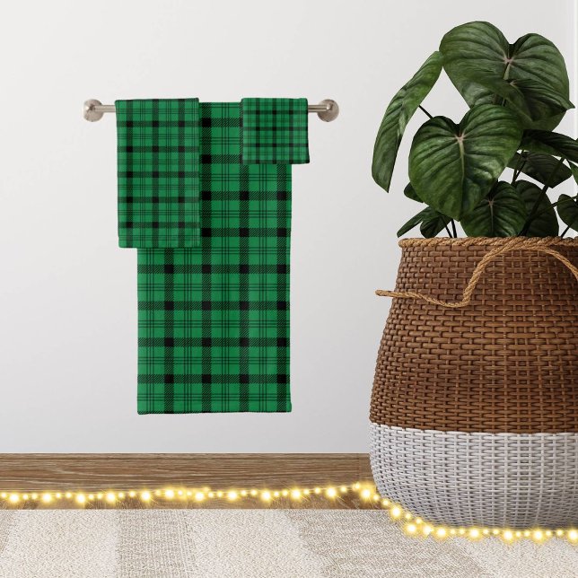 Green and Black Cozy Plaids Bath Towel Set (Creator Uploaded)