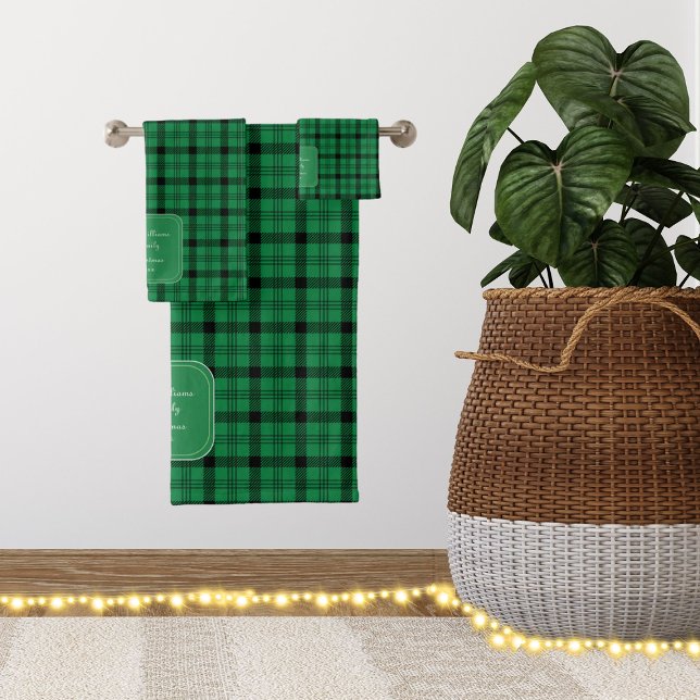 Green and Black - Cozy Plaids Bath Towel Set (Creator Uploaded)