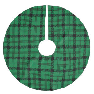 Green and Black Cozy Plaids Brushed Polyester Tree Skirt
