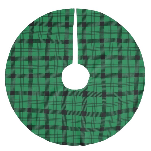 Green and Black Cozy Plaids Brushed Polyester Tree Skirt (Front)