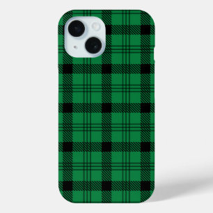 Green and Black Cozy Plaids iPhone 15 Case
