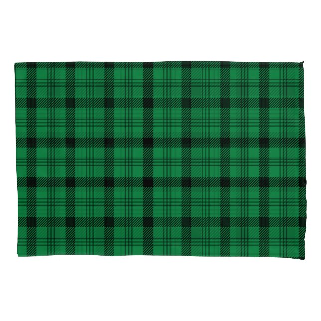 Green and Black Cozy Plaids Pillowcase (Front)
