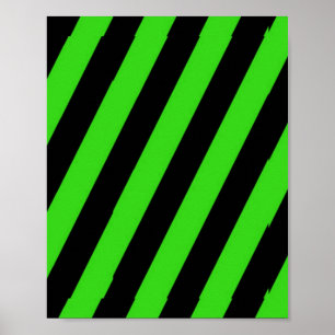 Green and black diagonal stripes pattern poster