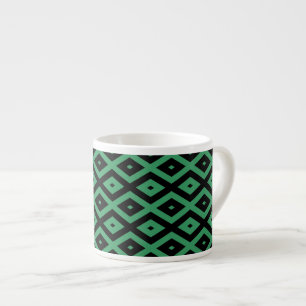 Green and black diamond pattern espresso cup