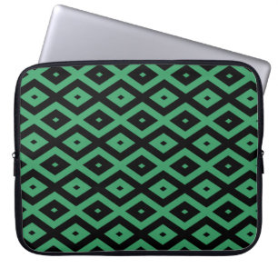 Green and black diamond pattern laptop sleeve