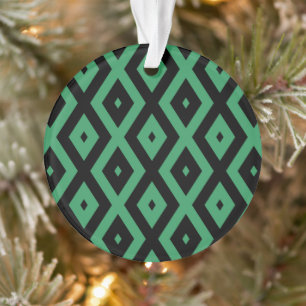Green and black diamond pattern ornament