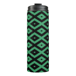 Green and black diamond pattern thermal tumbler