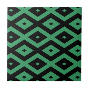 Green and black diamond pattern tile