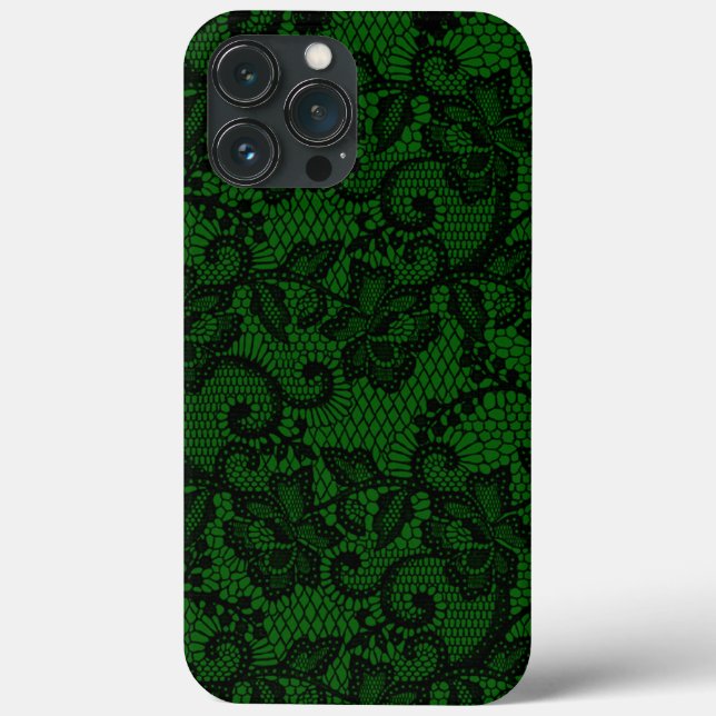 Green And Black Faux Lace   Case-Mate iPhone Case (Back)