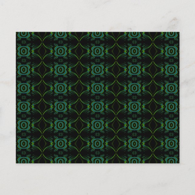 Green and black floral pattern. (Front)
