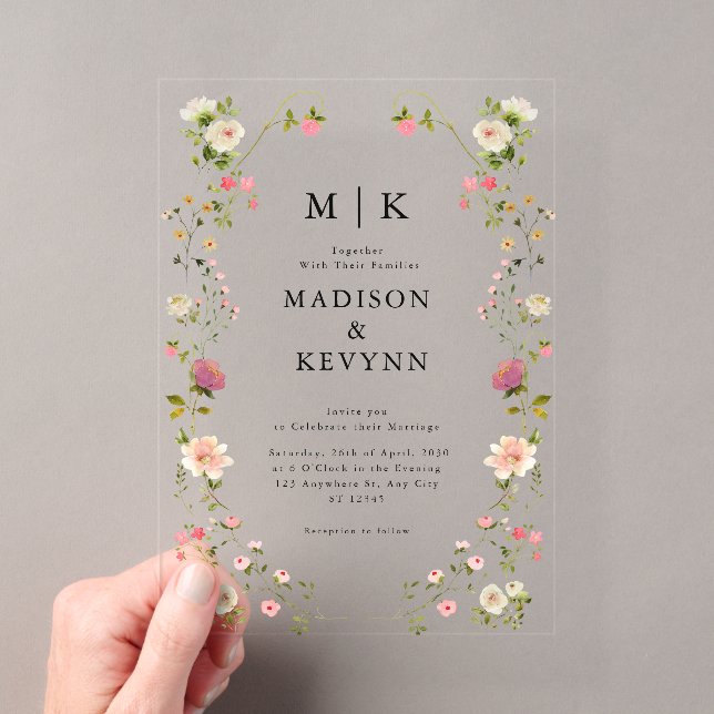 Green and Black Floral Wedding Invitation (Insitu (Handheld))