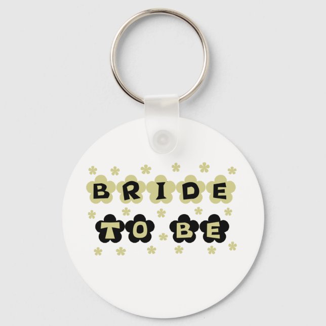 Green and Black Flowers Bride to Be Keychain (Front)