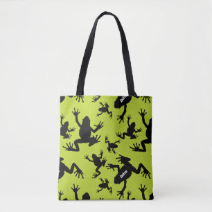 Green and Black Frog Pattern Kids Tote Bag