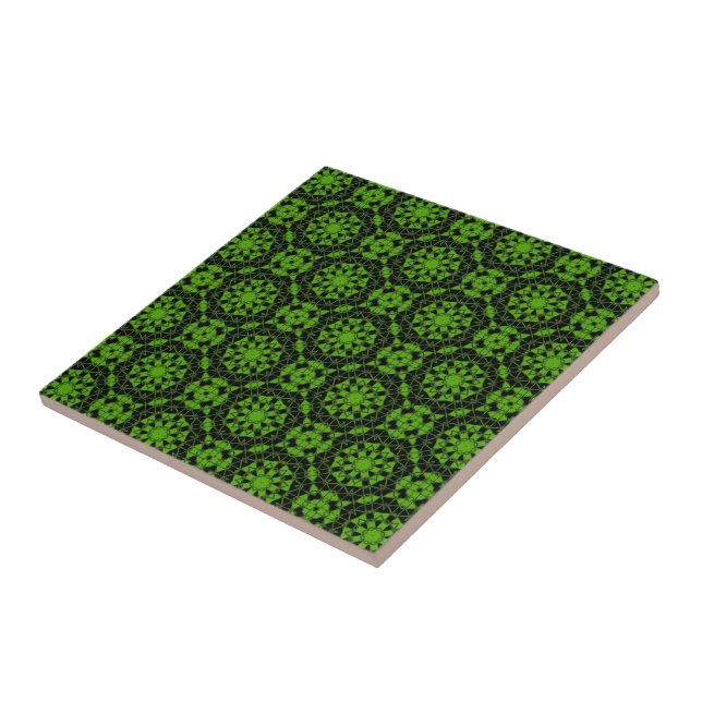 green and  black Geometric   Pattern Tile (Side)