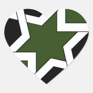 Green and Black Geometry Tile 09 Heart Sticker