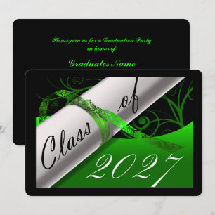 Green and Black Graduation Party Invitation