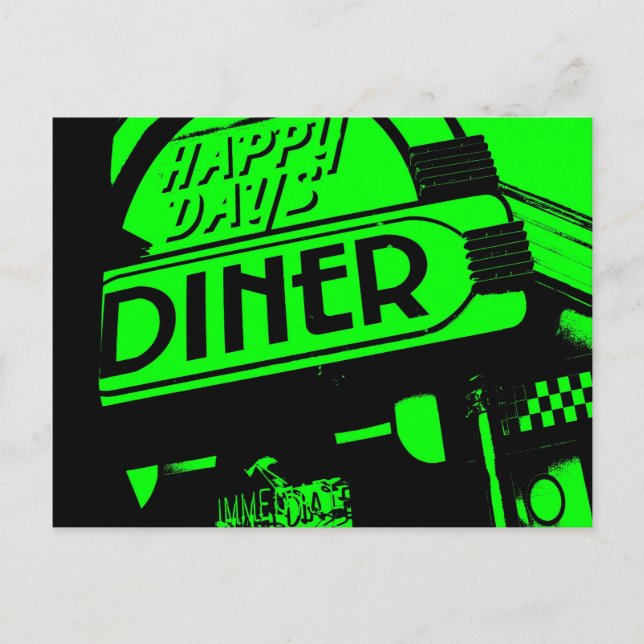 Green and Black Happy Days Diner Postcard (Front)