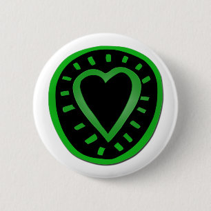 Green and black Heart -1- 2 Inch Round Button