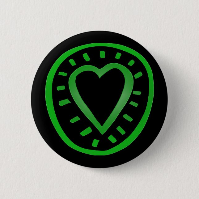 Green and black Heart -2- 2 Inch Round Button (Front)