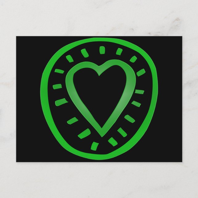 Green and black Heart 2 Postcard (Front)