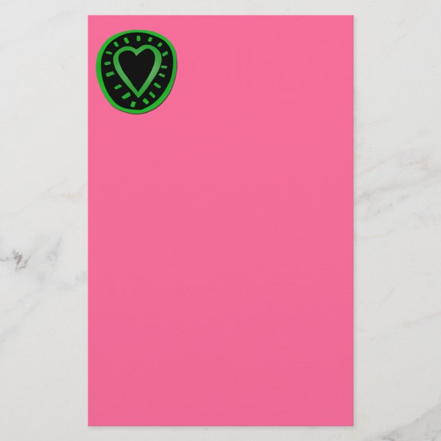 Green and black Heart -3- Stationery (Front)