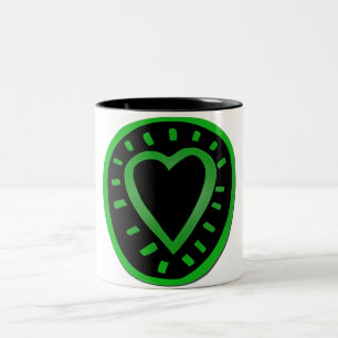 Green and black Heart Two-Tone Coffee Mug