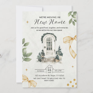 Green and Black Illustrated Housewarming Invite