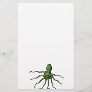 Green and Black Illustrated Octopus