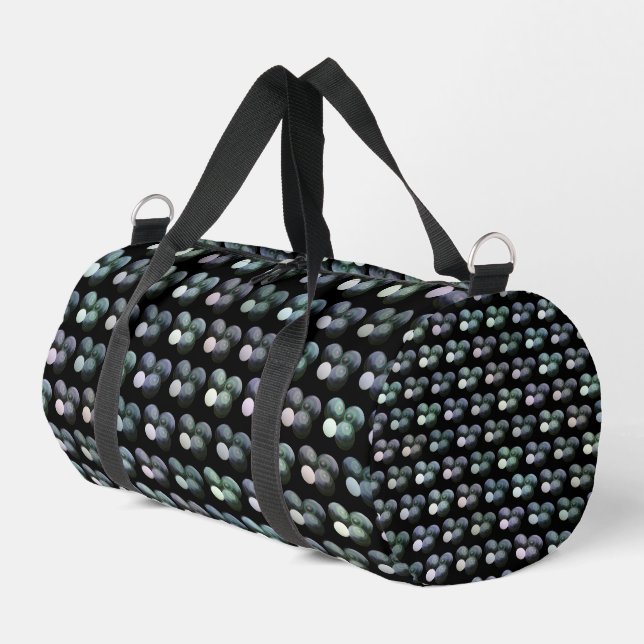 Green And Black Lawn Bowls Pattern, Duffle Bag (Left Corner)