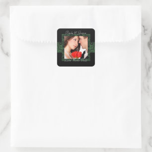 Green and Black Love Never Fails Photo Square Sticker