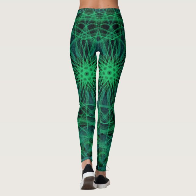 Green and black mandala inspired leggings (Back)